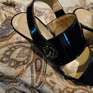 Coach black patent leather sandles size 6